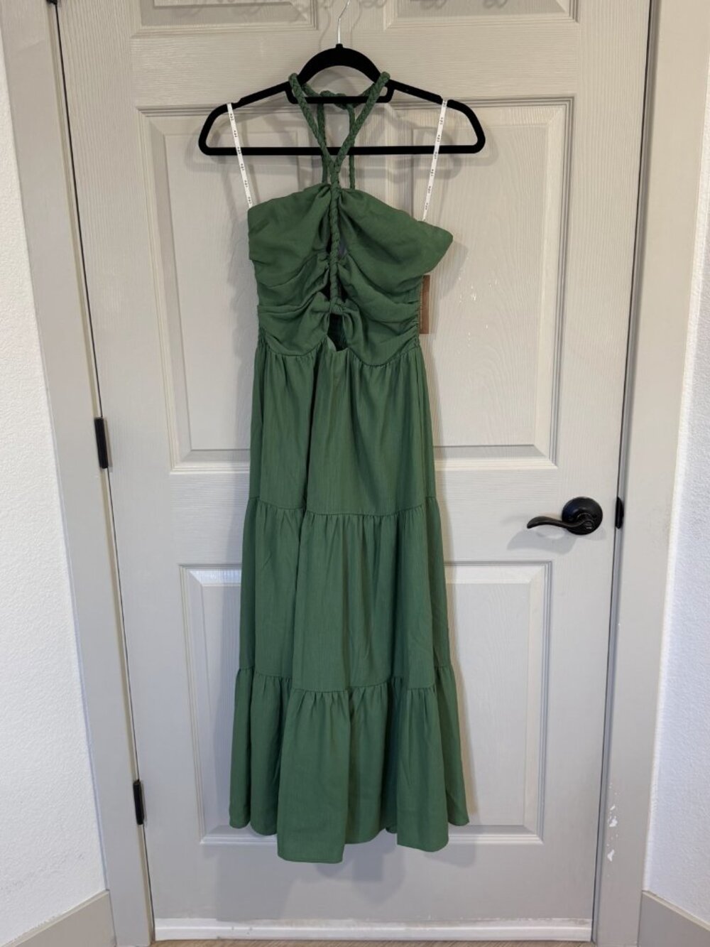 o.p.t Tenny Dress Fern Green Halter Maxi Size S NWT